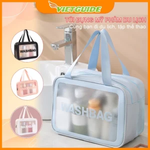 Túi Đựng Mỹ Phẩm Túi Đựng Đồ Makeup Trang Điểm Du Lịch VIETGUIDE 2 ngăn khô ướt riêng biệt