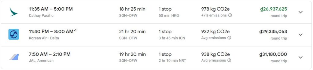 vé máy bay Sài Gòn Dallas giá rẻ nhất với đường bay đẹp