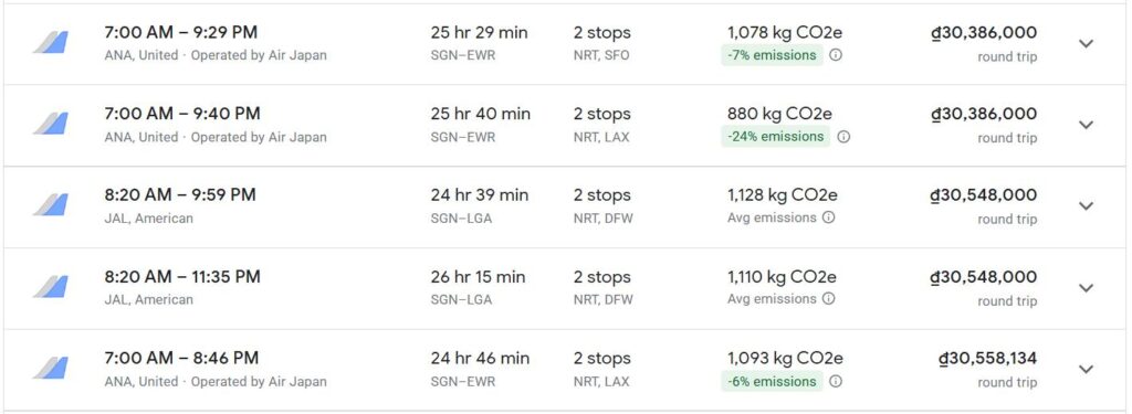 vé máy bay Sài Gòn New York đáp tại sân bay EWR