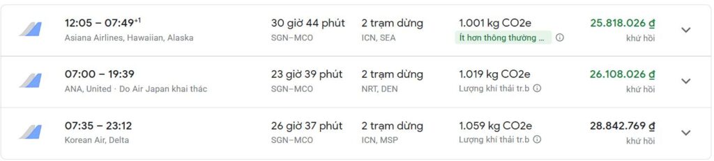 Vé máy bay Sài Gòn Orlando giá rẻ nhất