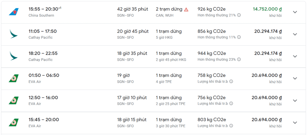 vé máy bay Sài Gòn San Francisco giá rẻ nhất