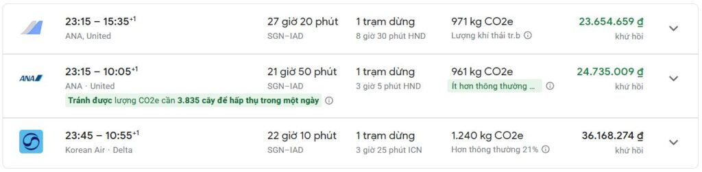 Vé máy bay Sài Gòn đi Washington DC giá rẻ nhất với hành trình bay đẹp