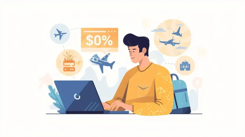 Hành khách săn vé máy bay khuyến mãi trực tuyến trên máy tính