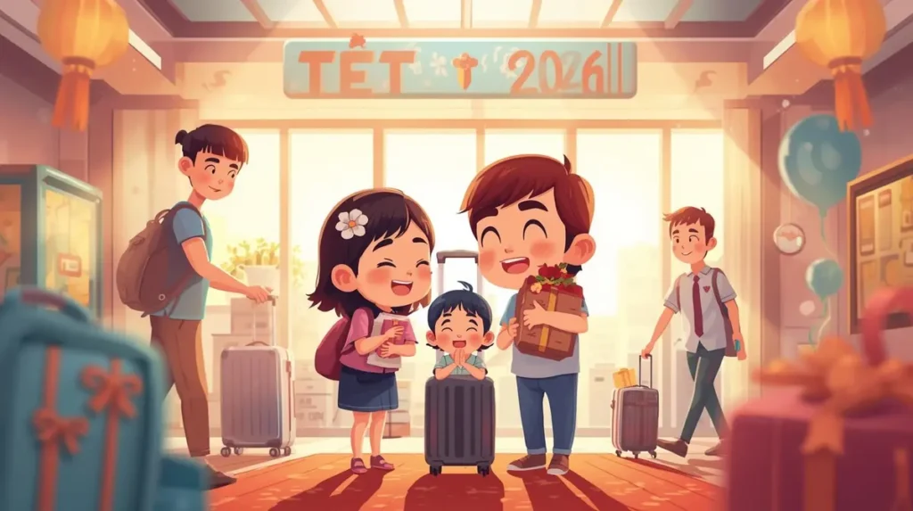 Gia đình sum họp tại sân bay Thanh Hóa dịp Tết 2026, vé máy bay Sài Gòn Thanh Hóa