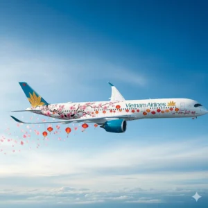 Máy bay Vietnam Airlines phục vụ hành khách dịp Tết 2026