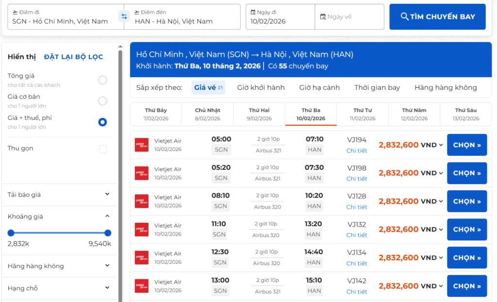 Vé máy bay Tết 2026 Sài Gòn đi Hà Nội đặt mua dễ dàng tại MYTRIP